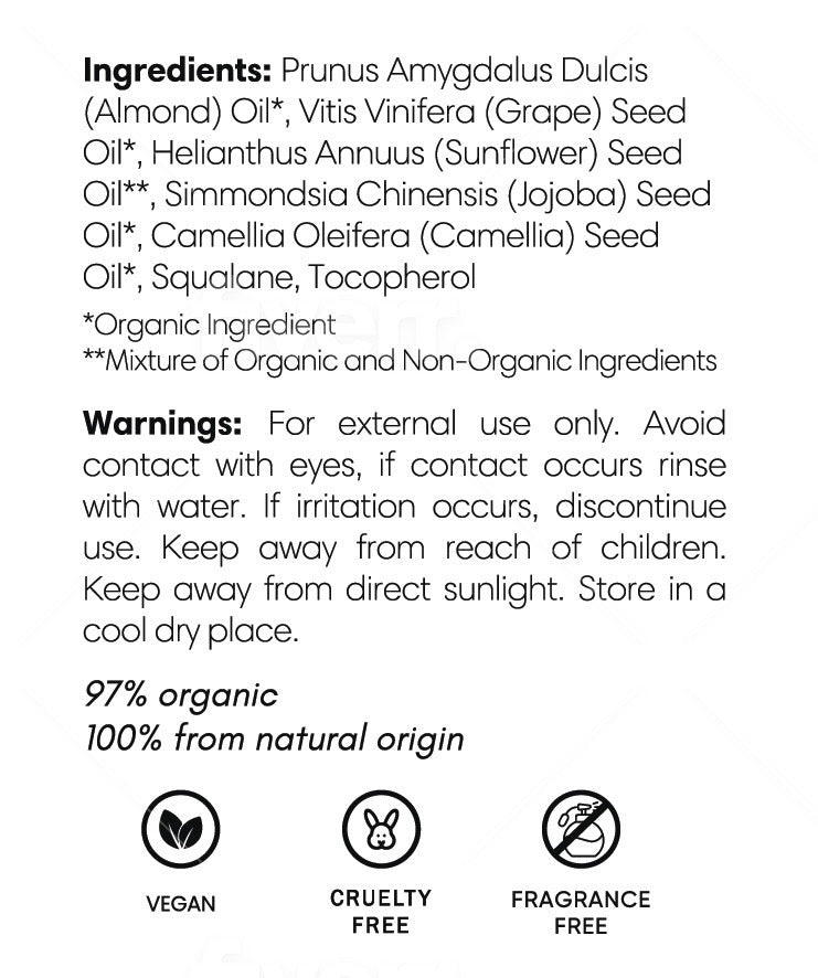 Gentle, paraben-free oil safe for fertility and sensitive skin